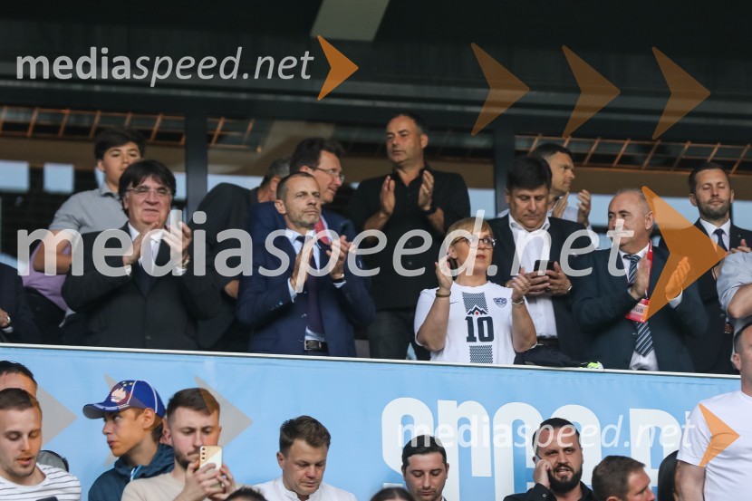  Aleksander Čeferin, odvetnik in predsednik UEFE; dr. Nataša Pirc Musar, predsednica Republike Slovenije;  Radenko Mijatović, predsednik Nogometne zveze SlovenijeSlovenija remizirala z Dansko, kvalifikacije za evropsko prvenstvo 2024