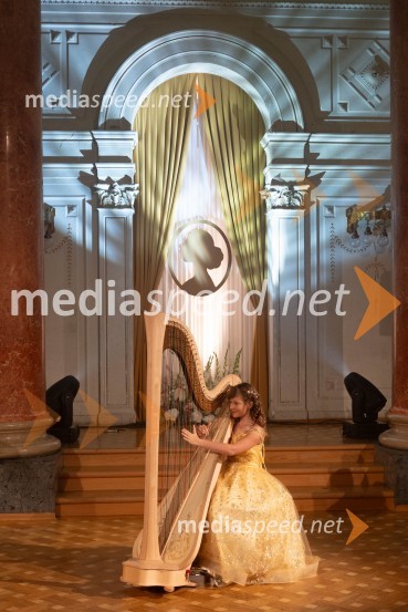 Evelin  Greblo, harfistka Anin ples, unikatnost, dovršenost in dobrodelno poslanstvo z 200 letno tradicijo