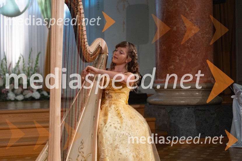  Evelin  Greblo, harfistka Anin ples, unikatnost, dovršenost in dobrodelno poslanstvo z 200 letno tradicijo