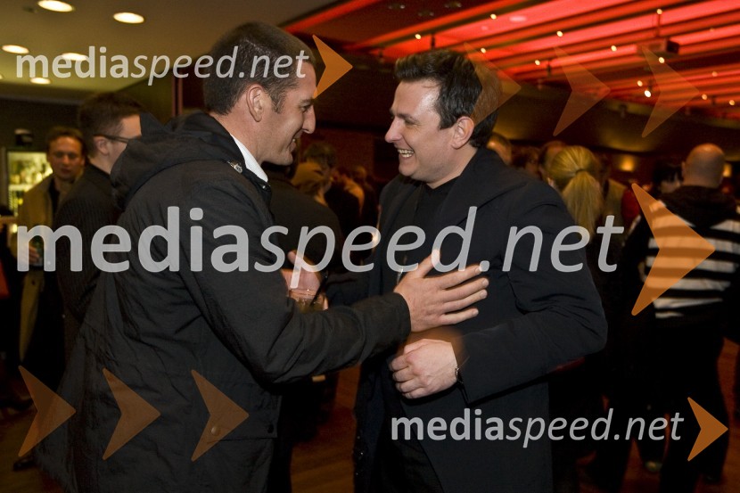 Matjaž Vrhovnik, strokovni komentator RTV Slovenija in nekdanji alpski smučar in Rado Mulej, igralecMoški&ženske.com, premiera komedije