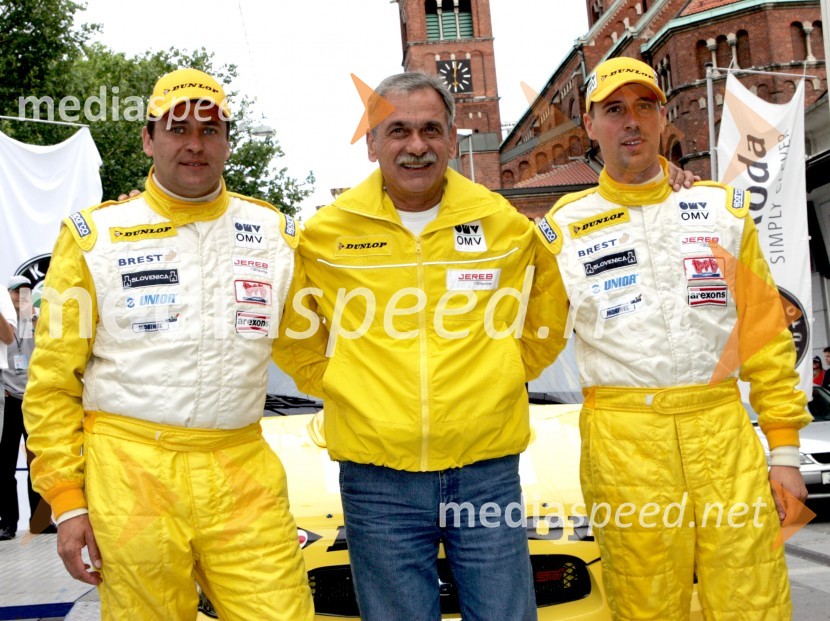 Miran Kacin, Brane Kuzmič in Andrej Jereb, zmagovalciRALLY, 3.Škoda rally Maribor