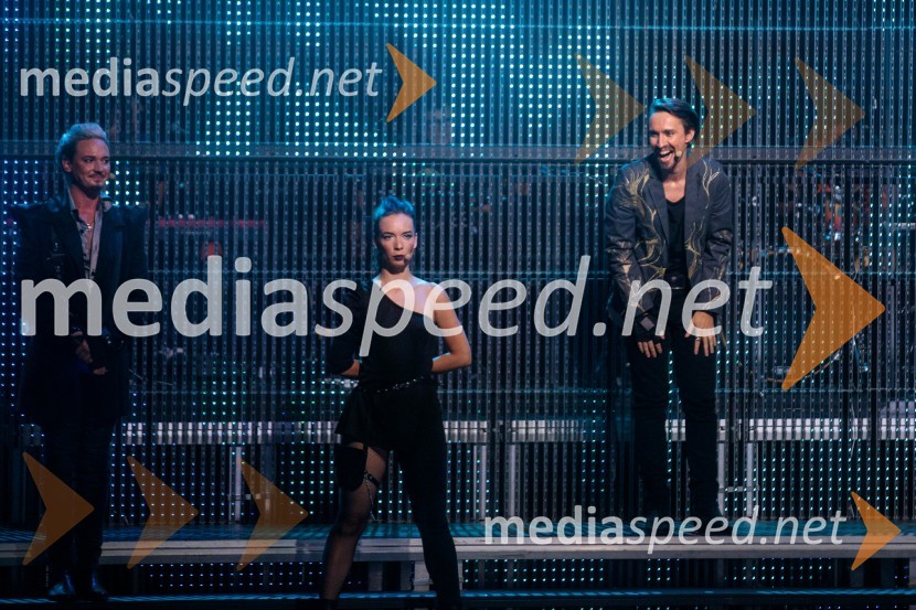  Luka Markus Štajer, pevec, igralec;  Maša Tiselj, sinhronizatorka, igralka;  Jure Kopušar, igralecSodobni pop-rock muzikal Povodni mož ponovno na Ljubljana Festivalu