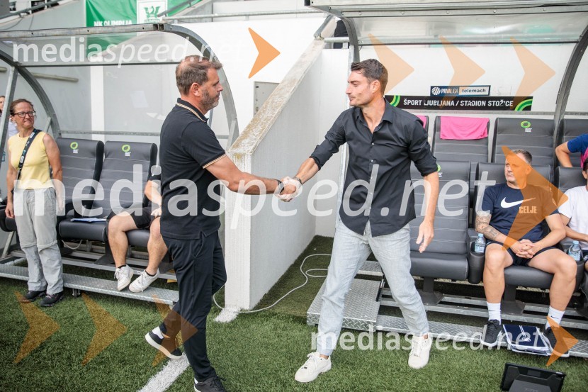  João Henriques, selektor nogometne ekipe, NK Olimpija;  Albert Riera, trener NK CeljeNogometna tekma 6. kola Prve Lige Telemach med NK Olimpija Ljubljana in NK Celje