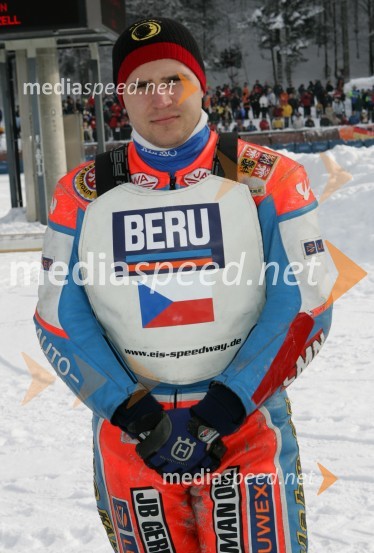 Jan Klatovsky (Češka)SPEEDWAY NA LEDU, polfinale svetovnega prvenstva posameznikov, 2. dirka