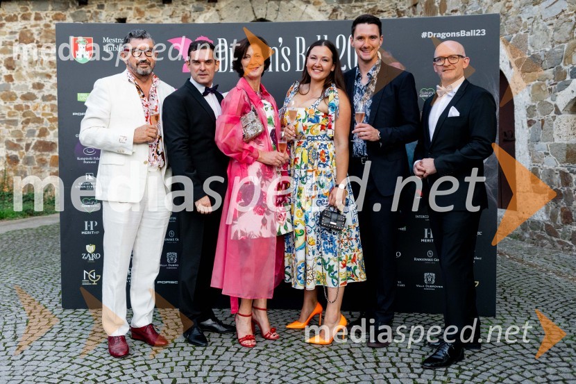  Aleksander Batič;  Mattej Valenčič, Imperial Luxury Travel Solutions ;  Julijana Batič;  Živa Batič;   Filip Batič, Porsche Slovenia;  Matej Knific, Imperial Luxury Travel Solutions Ljubljanski grad gostil Dragon's Ball 2023