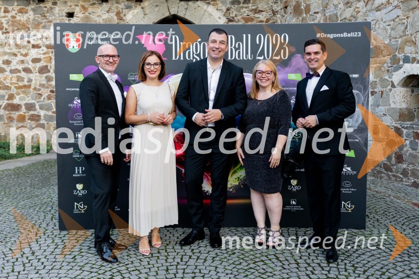  Matej Knific, Imperial Luxury Travel Solutions ;  Milena Vuletić, InterContinental hotel Ljubljana;  Duško Božič, direktor InterContinental hotel Ljubljana ;  Olga  Telizhenko, InterContinental hotel Ljubljana;  Matej Valenčič, Imperial - Luxury Travel SolutionsLjubljanski grad gostil Dragon's Ball 2023