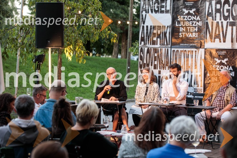  Goran Injac, umetniški vodja, Slovensko mladinsko gledališče;  Urška Brodar, dramaturginja, Slovensko mladinsko gledališče;  Dino Pešut, dramaturg in dramatik;  Andrej Rozman Roza,  igralec, pisateljPredstavitev 68. sezone Slovenskega mladinskega gledališča Ljubljana