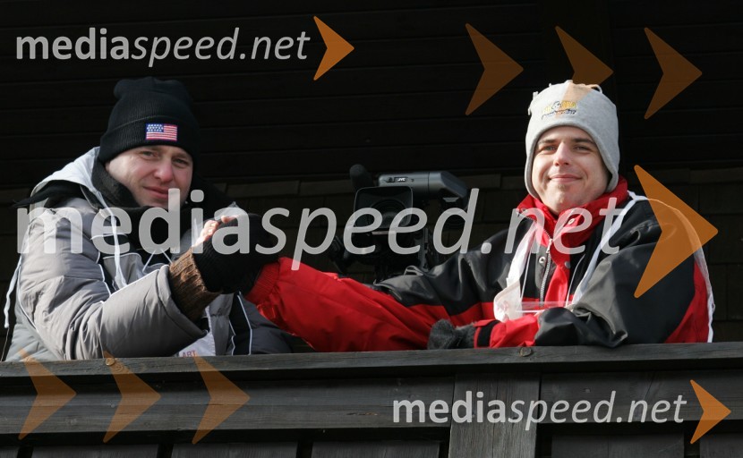 Ladislav Adorjan, asistent in Thomas Črnčec, snemalec (Mediaspeed TV team)SPEEDWAY NA LEDU, polfinale svetovnega prvenstva posameznikov, 2. dirka