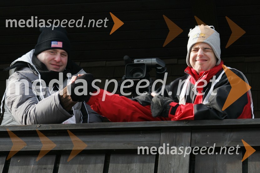 Ladislav Adorjan, asistent in Thomas Črnčec, snemalec (Mediaspeed TV team)SPEEDWAY NA LEDU, polfinale svetovnega prvenstva posameznikov, 2. dirka