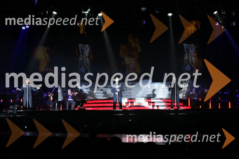 Carlos Marin, Urs Buhler in Sebastien Izambard, člani skupine Il DivoIl Divo, koncert v Hali Tivoli