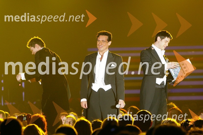 David Miller, Carlos Marin in Sebastien Izambard, člani skupine Il DivoIl Divo, koncert v Hali Tivoli