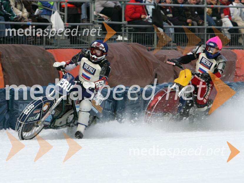 Nikolaj Krasnikov in Maksim Zakharov (oba Rusija)SPEEDWAY NA LEDU, polfinale svetovnega prvenstva posameznikov, 2. dirka
