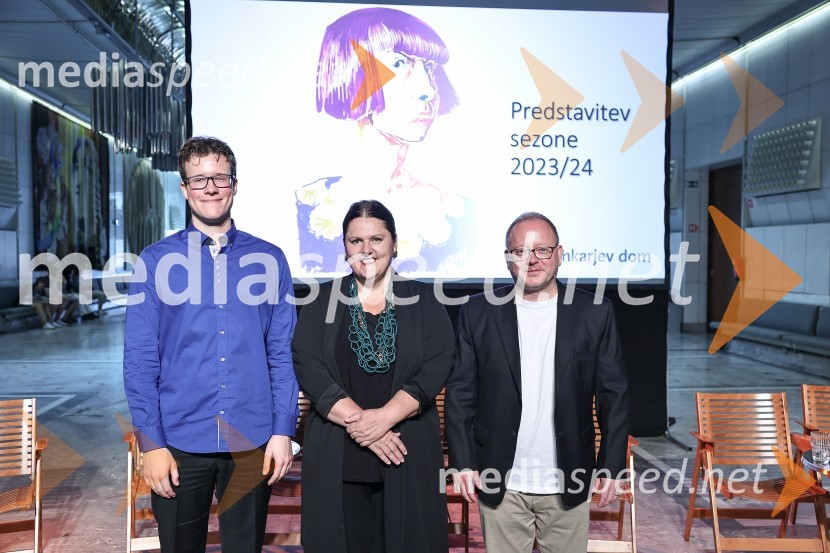  Urban Stanič, pianist;  Uršula Cetinski, generalna direktorica, Cankarjev dom; mag. Aleš Drenik, vodja programa resne glasbe, opere in balet, Cankarjev domCankarjev dom predstavil repertoar sezone 2023/24