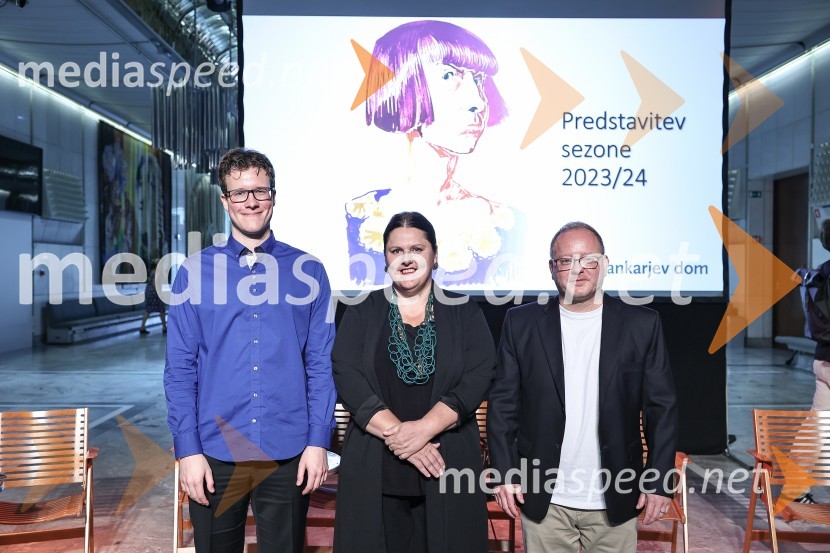  Urban Stanič, pianist;  Uršula Cetinski, generalna direktorica, Cankarjev dom; mag. Aleš Drenik, vodja programa resne glasbe, opere in balet, Cankarjev domCankarjev dom predstavil repertoar sezone 2023/24