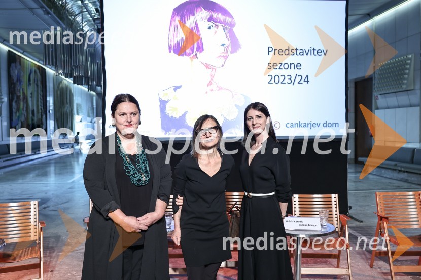  Uršula Cetinski, generalna direktorica, Cankarjev dom; dr. Marina Gržinić, ZRC SAZU;  Katarina Hergouth, kustosinja v Cankarjevem domuCankarjev dom predstavil repertoar sezone 2023/24