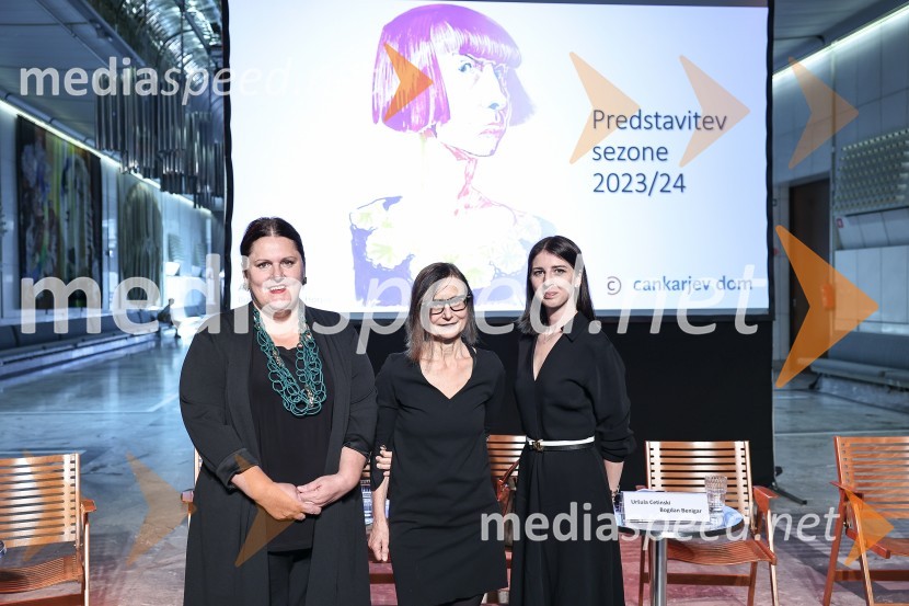  Uršula Cetinski, generalna direktorica, Cankarjev dom; dr. Marina Gržinić, ZRC SAZU;  Katarina Hergouth, kustosinja v Cankarjevem domuCankarjev dom predstavil repertoar sezone 2023/24