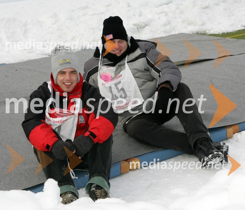 Thomas Črnčec, snemalec in Ladislav Adorjan, asistent (Mediaspeed TV team)SPEEDWAY NA LEDU, polfinale svetovnega prvenstva posameznikov, 2. dirka
