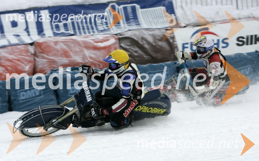 Younir Bazeev in Dmitri Bulankin (oba Rusija)SPEEDWAY NA LEDU, polfinale svetovnega prvenstva posameznikov, 2. dirka