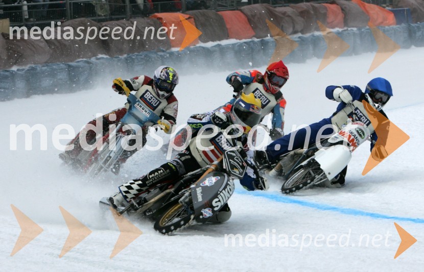 Franz Zorn (Avstrija), Dmitri Bulankin (Rusija), Per Anders Lindström (Švedska) in Jan Klatovsky (Češka)
SPEEDWAY NA LEDU, polfinale svetovnega prvenstva posameznikov, 2. dirka
