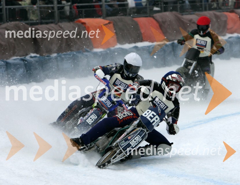 Nikolay Krasnikov (Rusija), Robert Eibl in Anton Weber (oba Nemčija)SPEEDWAY NA LEDU, polfinale svetovnega prvenstva posameznikov, 2. dirka