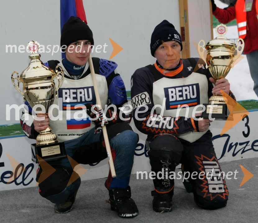 Younir Bazeev (Rusija), zmagovalec in Per Olov Serenius - Posa (Švedska)SPEEDWAY NA LEDU, polfinale svetovnega prvenstva posameznikov, 2. dirka