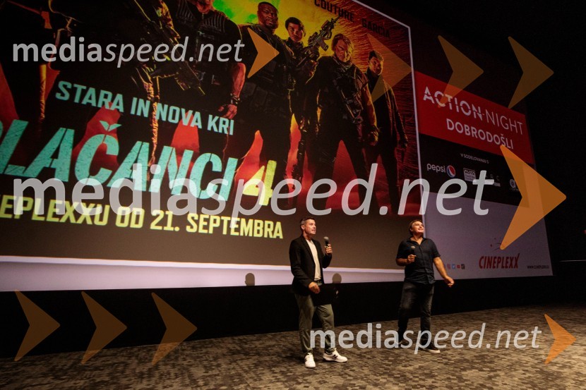  Klemen Bučan, radijski voditelj, stand-up komik, DJ;  Rok Cvetkov, kaskaderAction Night s filmom Plačanci 4 v Cineplexx Ljubljana