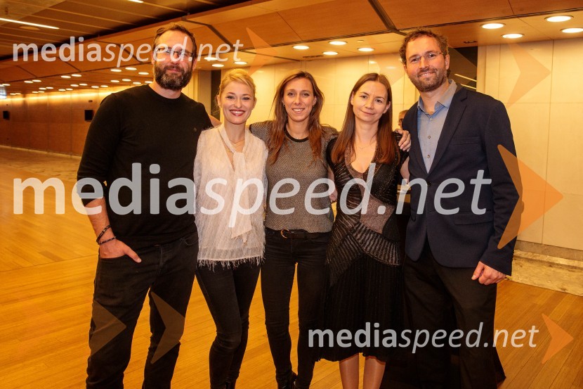  Matej Bonin, skladatelj;  Nika Gorič, sopranistka;  Lucie  Leguay, dirigentka;  Nina Šenk Kosem, skladateljica;  Vito Žuraj, skladateljKoncert Ensemble Moderna v Cankarjevem domu