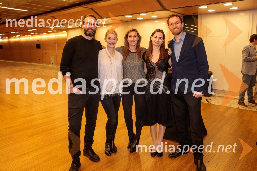  Matej Bonin, skladatelj;  Nika Gorič, sopranistka;  Lucie  Leguay, dirigentka;  Nina Šenk Kosem, skladateljica;  Vito Žuraj, skladateljKoncert Ensemble Moderna v Cankarjevem domu