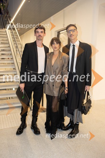  Nejc Cijan Garlatti, igralec;  Saša Pavlin Stošić, igralka;  Matjaž Plošinjak, modni oblikovalecLjubljana Fashion Week 2023, modne revije, prvi dan