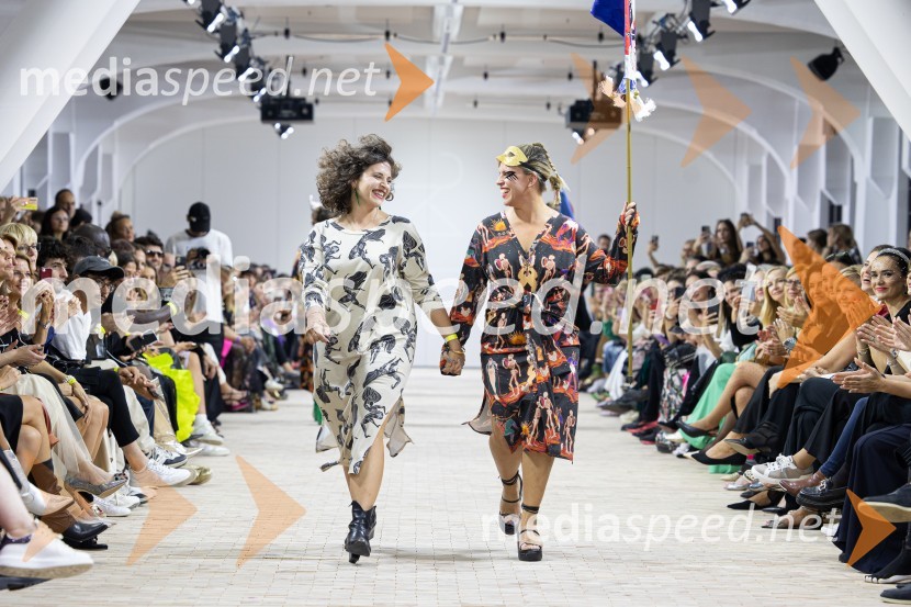  Julija Kaja Hrovat, modna oblikovalka;  Manja Stević, voditeljica, Jutro na PlanetuLjubljana Fashion Week 2023, modne revije, drugi dan