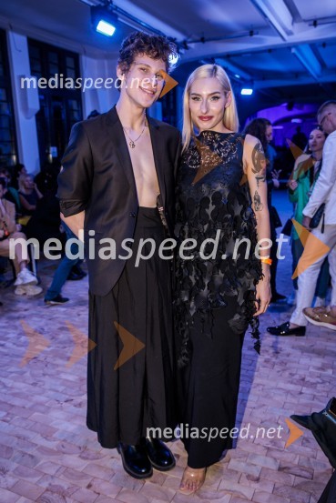  Jan Slavic Bezjak;  Sara Briški Cirman - Raiven, pevka, harfistkaLjubljana Fashion Week 2023, modne revije, tretji dan