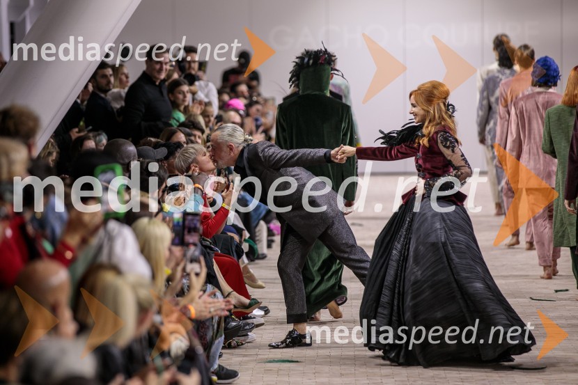  Milan Gačanovič - Gacho, modni guru;  Mojca Mavec, voditeljicaLjubljana Fashion Week 2023, modne revije, tretji dan