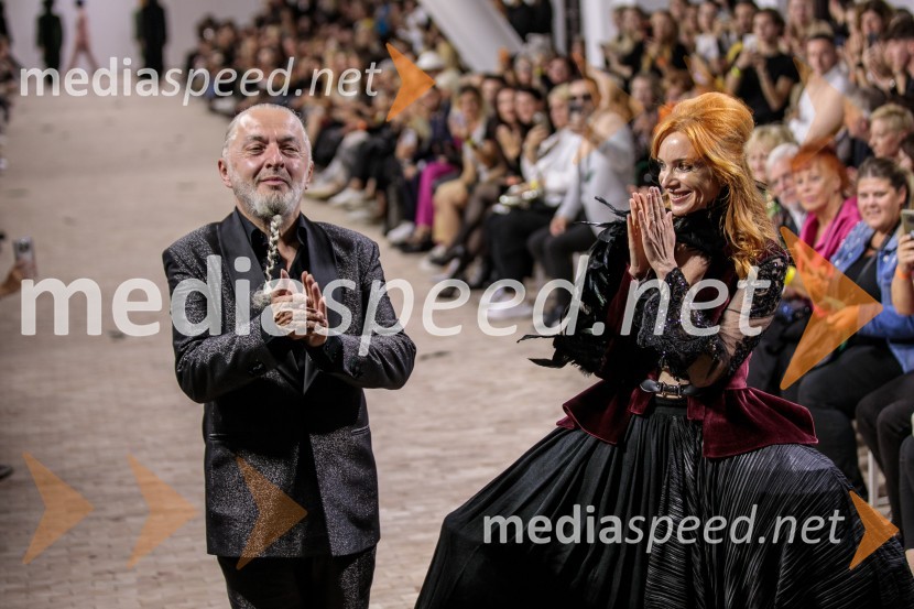  Milan Gačanovič - Gacho, modni guru;  Mojca Mavec, voditeljicaLjubljana Fashion Week 2023, modne revije, tretji dan