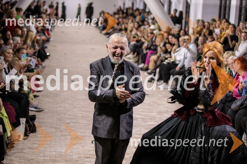  Milan Gačanovič - Gacho, modni guru;  Mojca Mavec, voditeljicaLjubljana Fashion Week 2023, modne revije, tretji dan