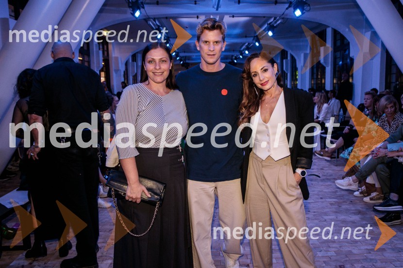  Nuška Drašček, pevka;  Lukas Zuschlag, baletnik, koreograf;  Ana Klašnja, balerinaLjubljana Fashion Week 2023, modne revije, tretji dan