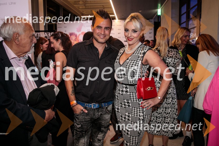  Omar Naber, glasbenik;  Tjaša  Platovšek, voditeljica in urednica, RTV SLOLjubljana Fashion Week 2023, modne revije, tretji dan