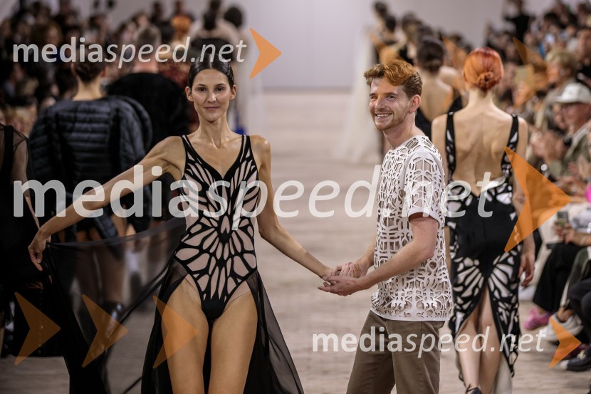  Prisha Alfirev Justinek, manekenka;  Matic Veler, modni oblikovalecLjubljana Fashion Week 2023, modne revije, tretji dan