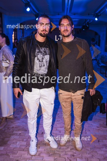  Galij Vračun;  Rene  Krhin, nogometaš, FC NantesLjubljana Fashion Week 2023, modne revije, tretji dan