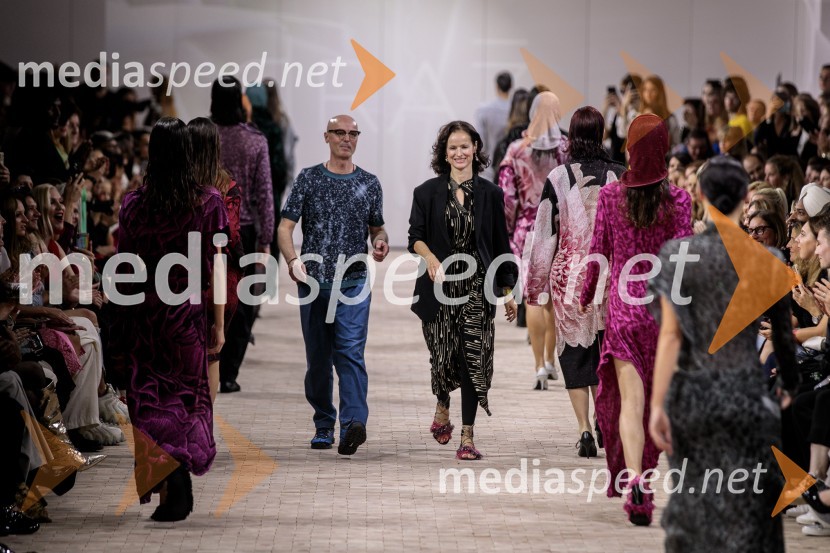  Tomaž Draž, modni oblikovalec, Pletenine Draž;  Urška Draž, modna oblikovalka, Pletenine DražLjubljana Fashion Week 2023, modne revije, četrti dan