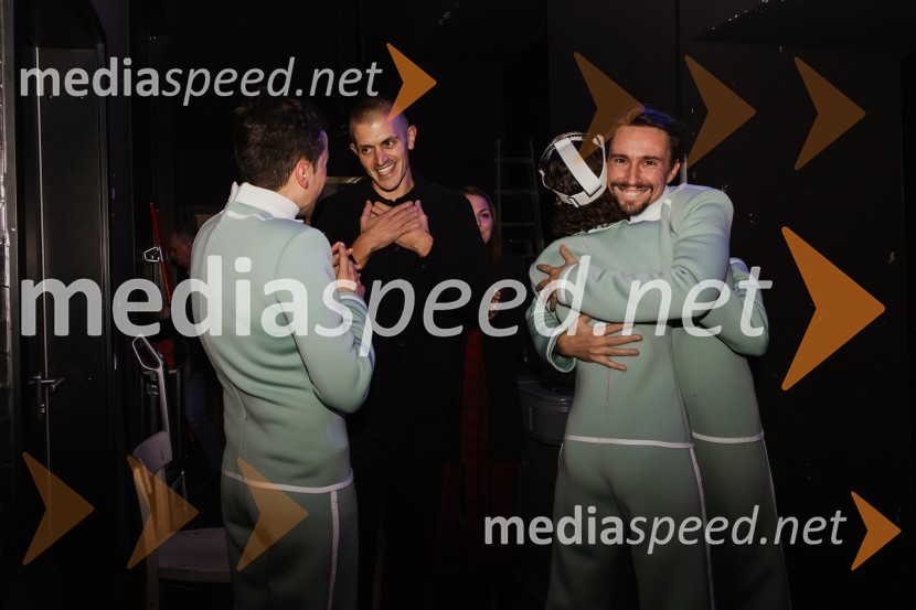  Andrej Zalesjak, igralec;  Đorđe Nešović, režiser;  Jure Kopušar, igralecGeorge Kaplan, premiera satirične komedije v SNG Nova Gorica