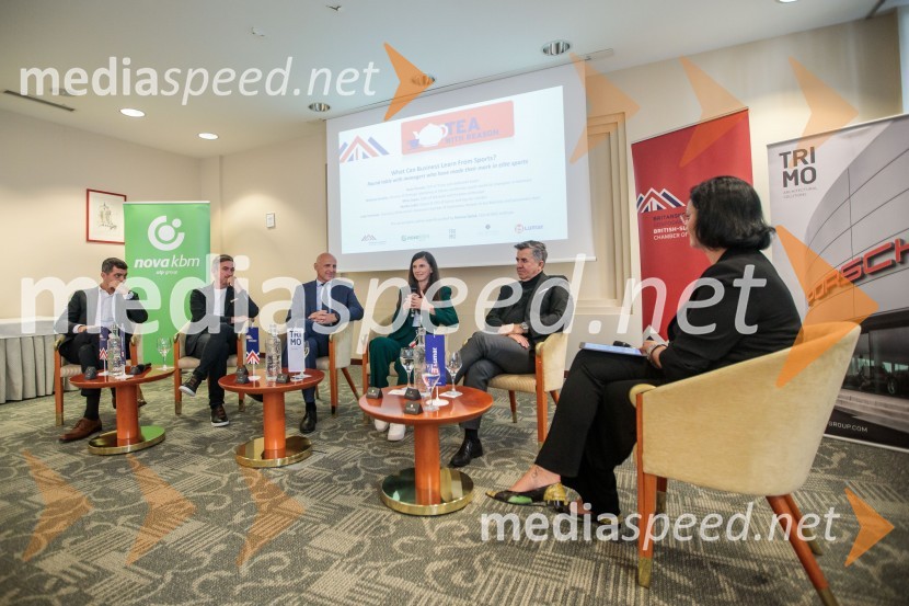  Luka Vesnaver, predsednik Britansko-slovenske gospodarske zbornice in partner v ION Advisory;  Marko Lukić, lastnik in direktor družbe Lumar IG;  Miro Cepec, glavni operativni direktor SKB banke;  Melanija Šober;  Božo  Černila, direktor, Trimo;  Simona Špilak, direktorica, BOC InstituteČaj z razlogom: Kaj se lahko poslovneži naučijo od športa?
