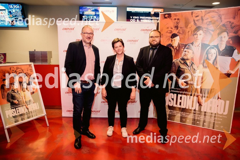  Boštjan Virc, producent in scenarist, Studio Virc;  Iza Strehar, dramatičarka in scenaristka;  Žiga Virc, slovenski režiserPremiera filma Poslednji heroj v Cineplexx Novo mesto