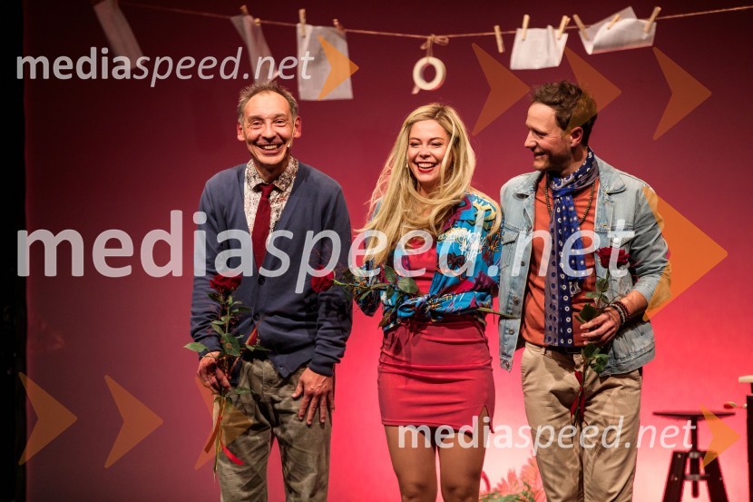  Tadej Toš, igralec, komik in TV voditelj;  Lea Cok, igralka;  Klemen Slakonja, igralec, komik in TV voditeljKar želiš, to dobiš, premiera komedije