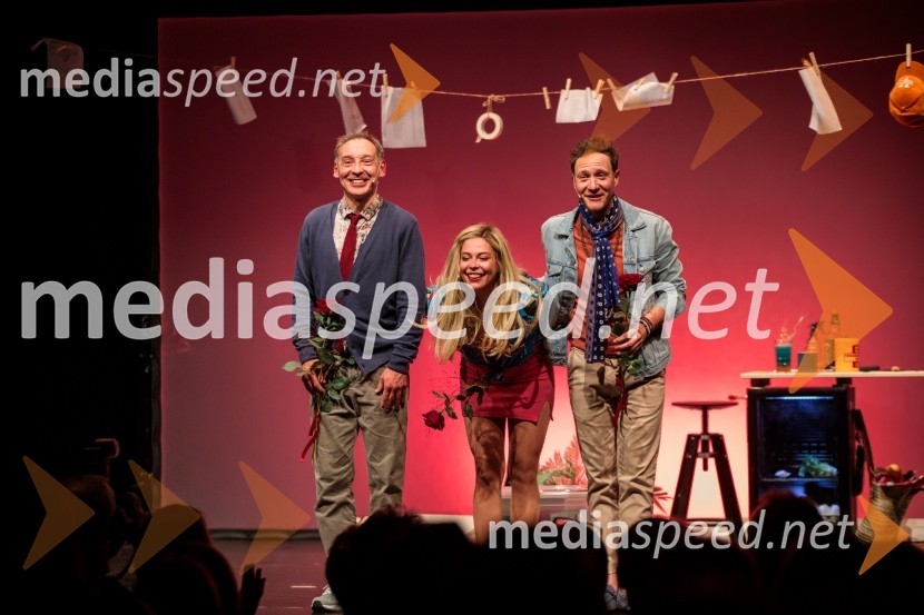  Tadej Toš, igralec, komik in TV voditelj;  Lea Cok, igralka;  Klemen Slakonja, igralec, komik in TV voditeljKar želiš, to dobiš, premiera komedije