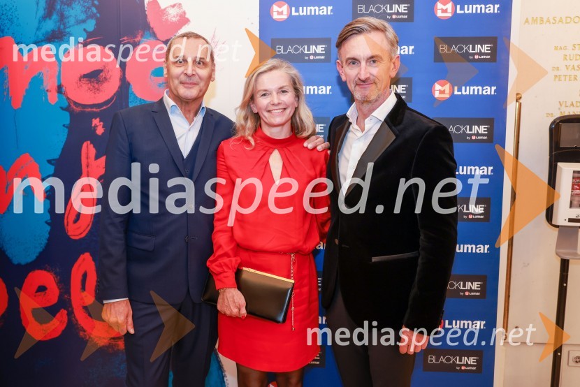  Danilo Rošker, direktor SNG Maribor;  Alenka  Lukić, prof. za oblikovanje na Srednji šoli za oblikovanje MB;  Marko Lukić, lastnik in direktor družbe Lumar IGPremiera Clugovega baletnega spektakla Faust v SNG Maribor