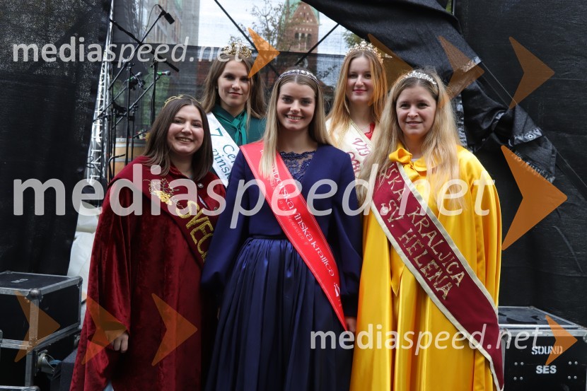  Eva Valdhuber, svečinska vinska kraljica;  Patricija Peklar, 7. Cerkvenjaška vinska kraljica;  Maruša Mukenauer, Mariborska vinska kraljica 2023;  Anja Kelc, vinska kraljica občine Starše;  Monika Narat, 12. vinska krljica Svete HeleneMartinovanje v Mariboru 2023