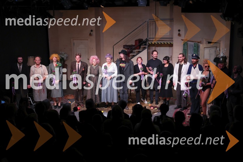  Jaka Lah, igralec;  Gašper Jarni, igralec;  Klara Kuk, igralka, manekenka;  Matevž Sluga, AGRFT;  Mirjam Korbar, igralka;  Judita Zidar, igralka;  Filip Samobor, igralec;  Nina  Ramšak Marković, režiserka;  Milan Ramšak Marković, dramaturg;  Tina Pavlović, kostumografinja;  Matic Maco Lukšič, igralec;  Tomo Tomšič, igralec;  Tanja Dimitrievska, igralkaArzenik in stare čipke, premiera