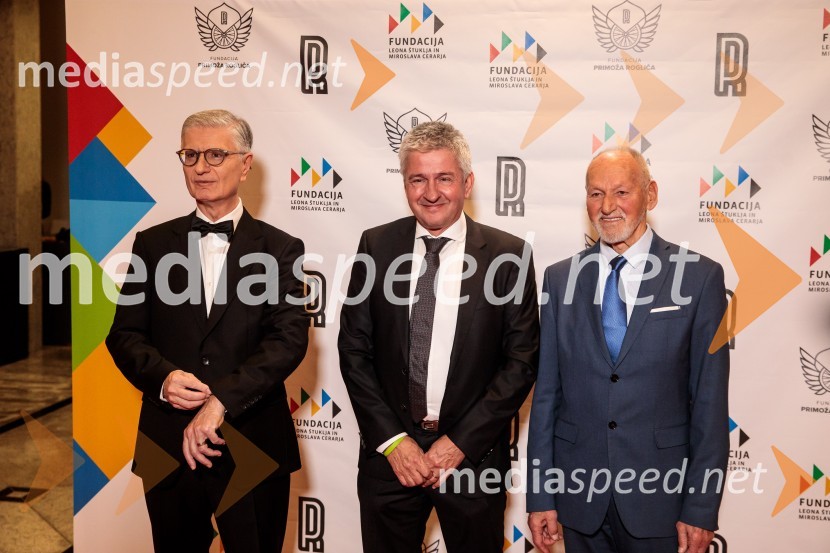  Franjo Bobinac, podpredsednik in generalni direktor za globalni marketing, Hisense International., predsednik Rokometne zveze Slovenije;  ... ;  Miroslav Cerar, nekdanji gimnastičar, nekdanji predsednik Odbora za podeljevanje Bloudkovih priznanjPrimož Roglič predal naziv botra, dobrodelna prireditev Olimpijskega komiteja Slovenije