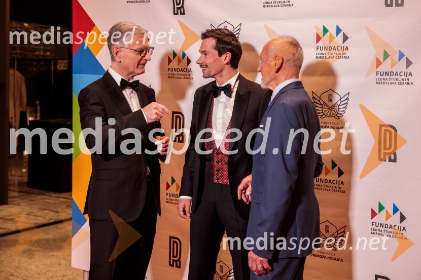  Franjo Bobinac, podpredsednik in generalni direktor za globalni marketing, Hisense International., predsednik Rokometne zveze Slovenije;  Primož Roglič, kolesar;  Miroslav Cerar, nekdanji gimnastičar, nekdanji predsednik Odbora za podeljevanje Bloudkovih priznanjPrimož Roglič predal naziv botra, dobrodelna prireditev Olimpijskega komiteja Slovenije