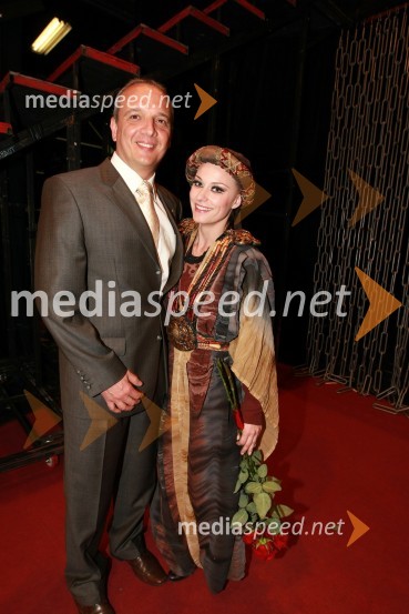 Damjan Damjanovič, direktor Slovenske filharmonije in njegova žena Sabina Cvilak, operna pevkaPremiera opere Turandot v SNG Maribor